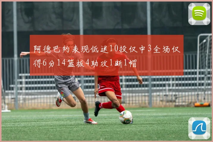 阿德巴约表现低迷10投仅中3全场仅得6分14篮板4助攻1断1帽